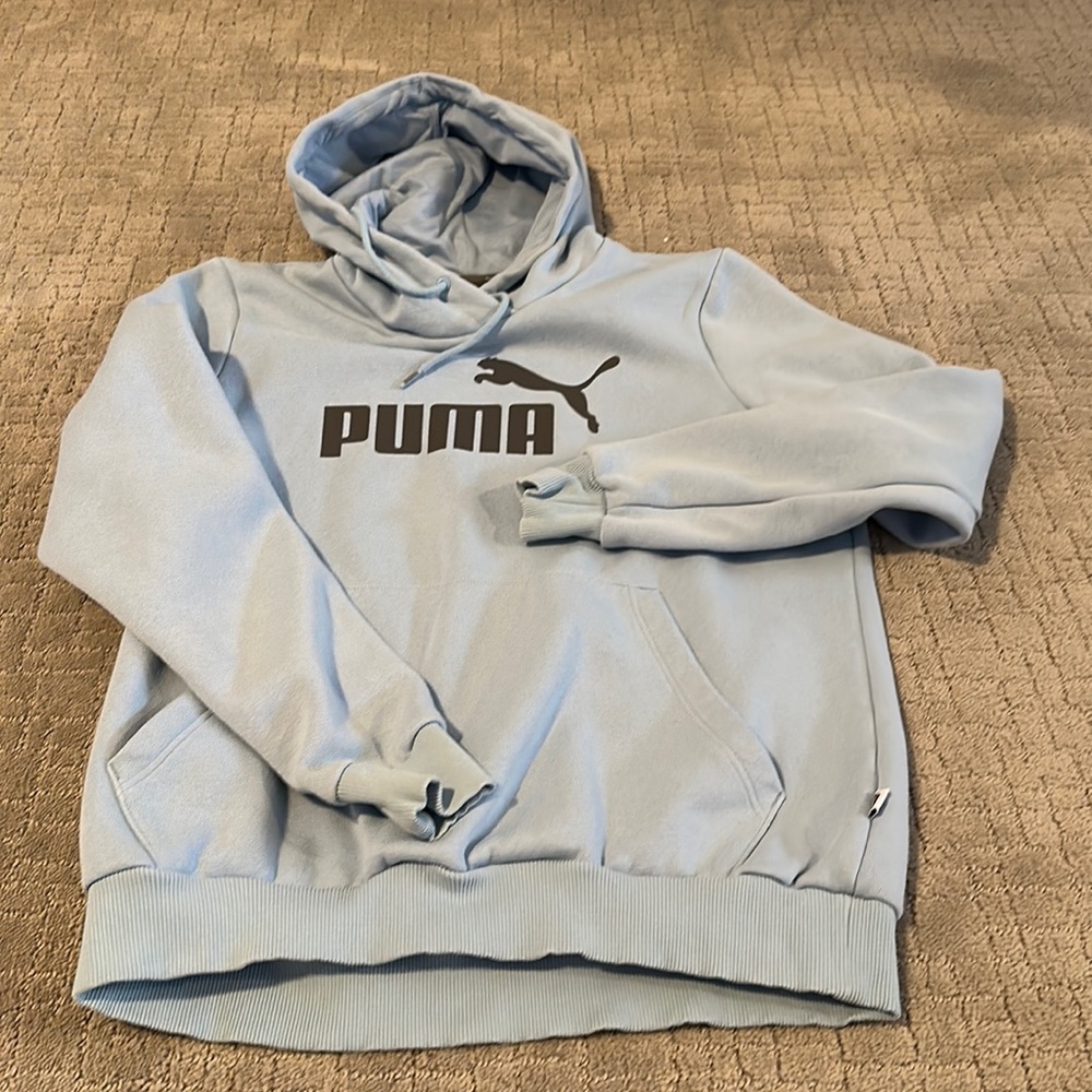 Kids XL baby blue puma hoodie